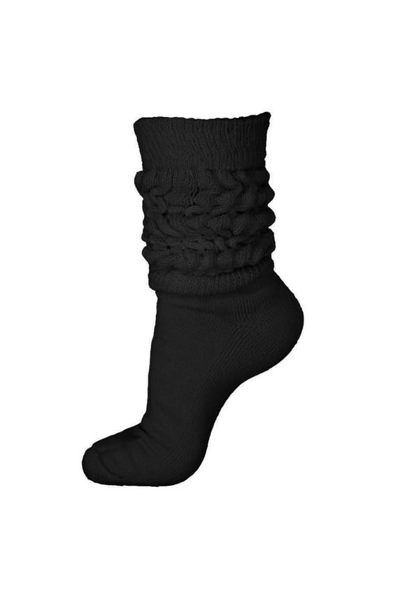 6 Pairs Women's Black Slouch Socks Legwarmer Scrunchie Baggy Plush Casual 9-11