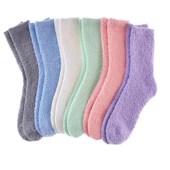 6 Pairs Women's Coral Fleece Socks Thickened Thermal Sleep Socks for Winter Home Lounge