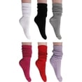 thumbnail image 1 of 6 Pairs Women's Cotton Slouch Socks Pack Shoe Size 5 to 10 (White-Black-Gray-Fuchia-Red-Lilac), 1 of 6