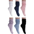 thumbnail image 1 of 6 Pairs Women's Cotton Slouch Socks Pack Shoe Size 5 to 10 (White-Navy-Pink-Lilac-Light Blue-Black), 1 of 6