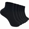 thumbnail image 1 of 6 Pairs Women's Cotton Solid Black Athletic Cushioned Ankle Quarter Socks Size 9-11, 1 of 6