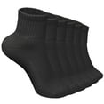 thumbnail image 1 of 6 Pairs Women's Cotton Solid Black Athletic Cushioned Ankle Quarter Socks Size 9-11, 1 of 5