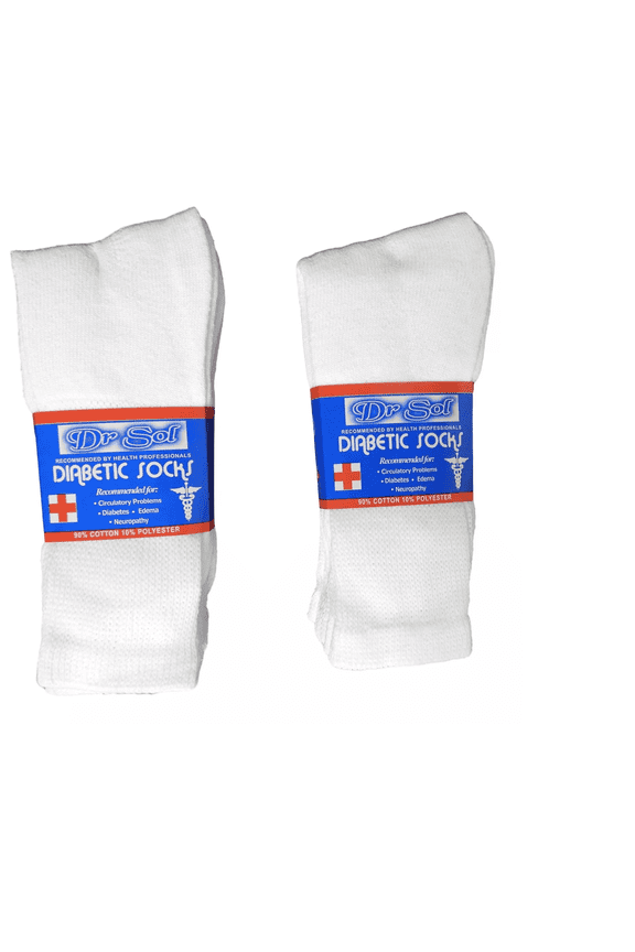 6 Pairs Womens Dr. Sol Diabetic Socks White Non-Binding Cotton Size 9-11