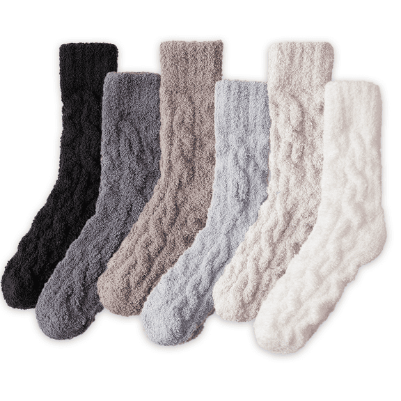 6 Pairs Women's Fluffy Socks Fuzzy Socks, Soft Fluffy Sock Warm Winter Slipper Sock Cozy Sock for Women Indoor Sleeping