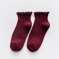 thumbnail image 1 of 6 Pairs Women's Ruffle Ankle Socks, Cute Checkered Striped Frilly Crew Socks, 1 of 12