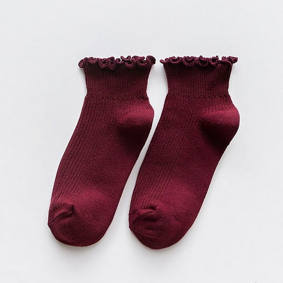 6 Pairs Women's Ruffle Ankle Socks, Cute Checkered Striped Frilly Crew Socks