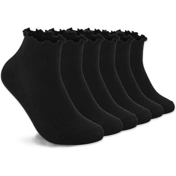 6 Pairs Women's Ruffle Socks Cute Ankle Socks Super Soft Breathable Cool Frilly Socks For Mary Jane Shoes
