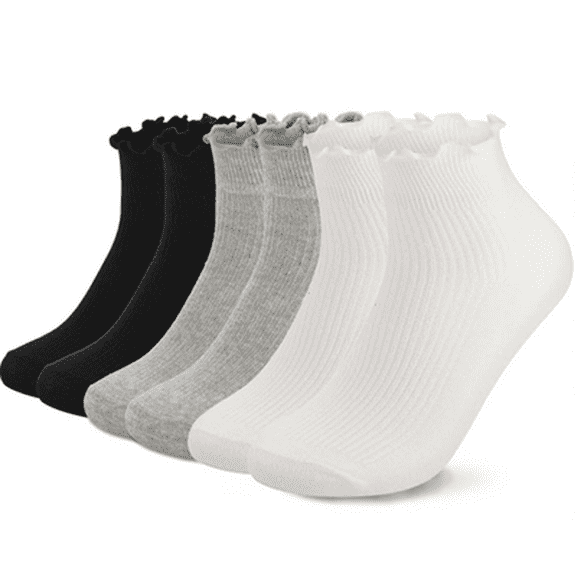 6 Pairs Women's Ruffle Socks Cute Ankle Socks Super Soft Breathable Cool Frilly Socks For Mary Jane Shoes