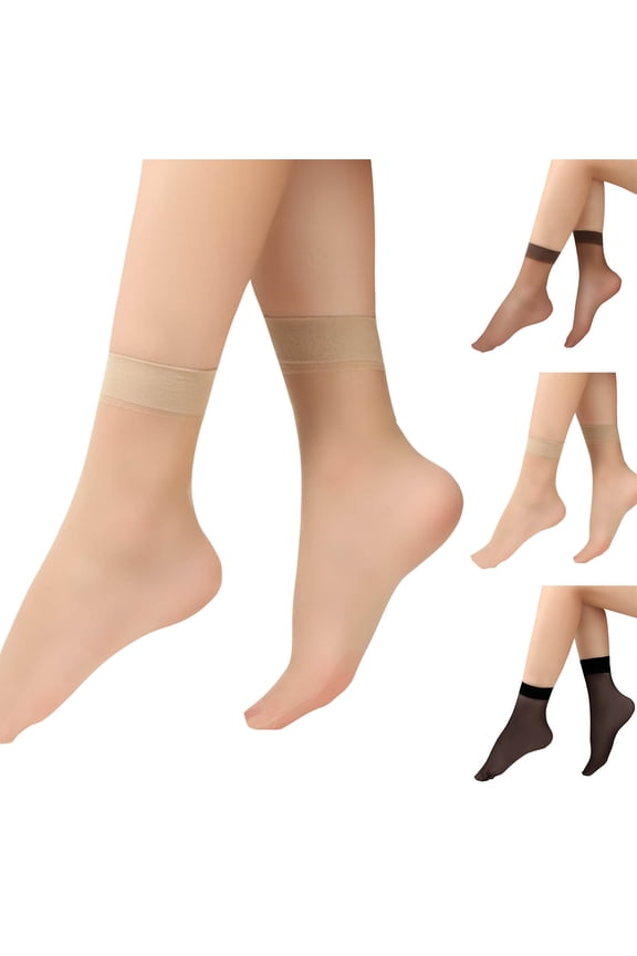 6 Pairs Women's Sheer Ankle Socks - Invisible Nylon Low-Cut Socks with Lace Trim, No-Slip Stay-On Design for Dress Shoes, Flats, Work, Formal Occasions