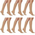 thumbnail image 1 of 6 Pairs Women’s Sheer Knee Massage Socks with Reinforced Toe and Base Stay up Band (Skin), 1 of 9