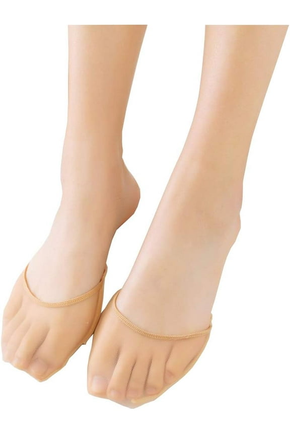 6 Pairs Women's Sheer Toe Cover with Padding Toe Topper Liner Socks Ladies High Heels Transparent Non-Skid Bottom