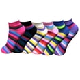 thumbnail image 1 of 6 Pairs Women's Stripe Design Printed Cotton Socks Moisture Extra Comfortable, 1 of 1