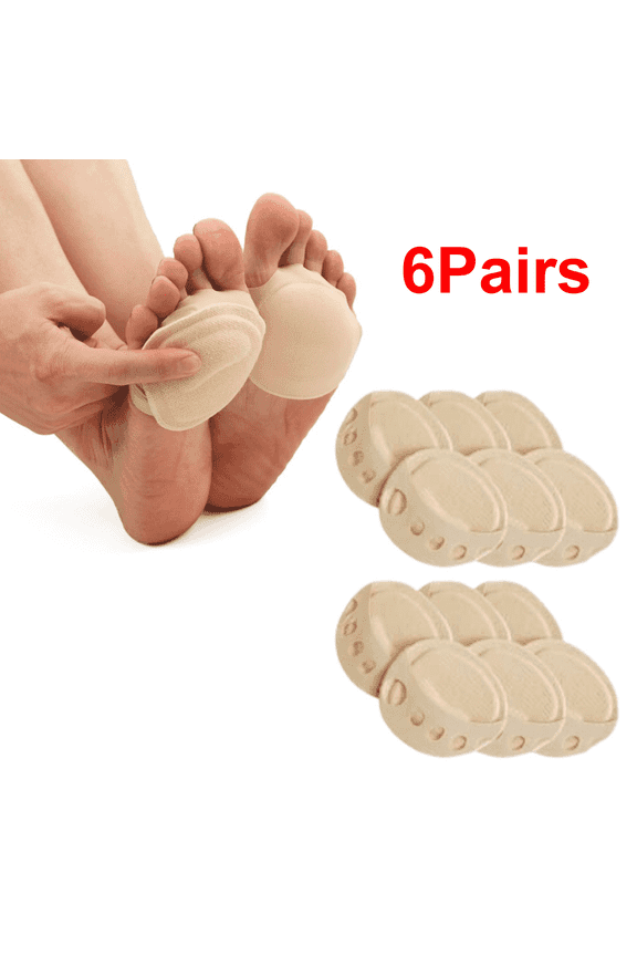 6 Pairs Women's Toe Cover with Padding Toe Topper Liner Socks Non-Skid Bottom