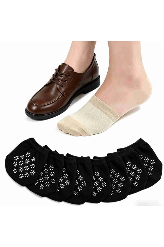 6 Pairs Women's Toe Socks for Mules, Non-slip Half Socks Toe Topper Covers No Show Invisible Liners for Clogs Flats, Black