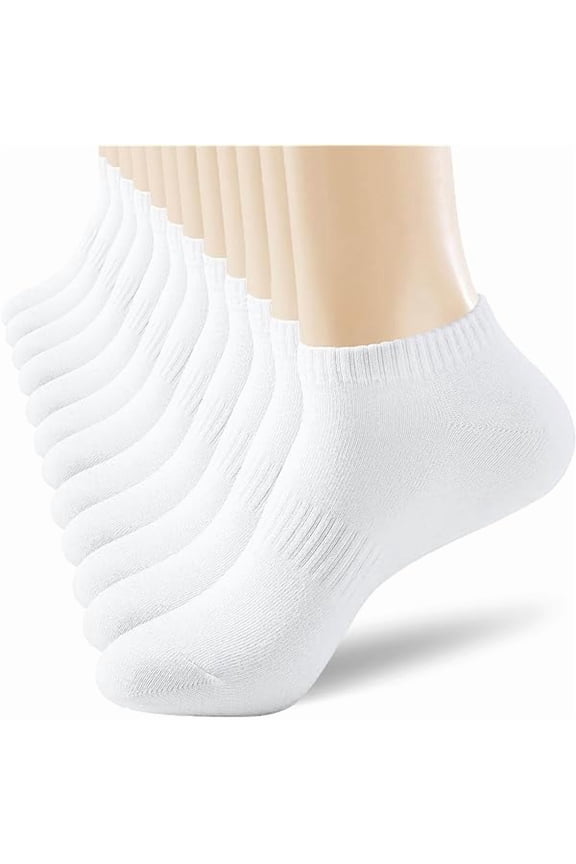 6-Pairs Womens Ankle Socks Size 9-11 Thick Cotton White No Show Invisible Socks