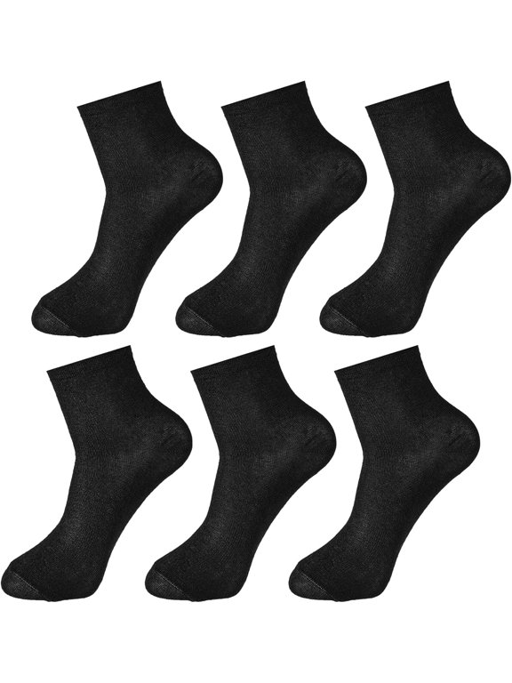6 Pairs Womens Black Socks Size 4-7 Comfort Toe Seamed Black Ankle Socks Womens Black Crew Socks Black Womens Socks Black Ladies Socks For Any Outfit Ladies Socks For Work Home Sports Running Socks