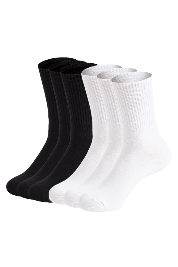 6 Pairs Womens Crew Socks Size 6-11 - Lightweight Thin Casual Socks for Women, Breathable Cotton Blend Calf Length Socks Birthday Valentine's Day Christmas Gift for Mom Sisters Besties