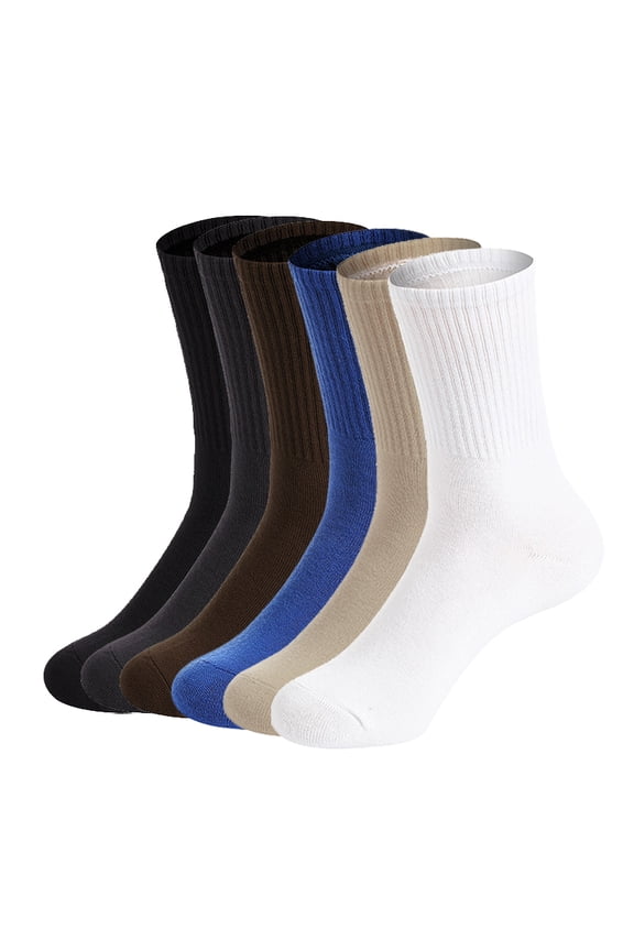 6 Pairs Womens Crew Socks Size 6-11 - Lightweight Thin Casual Socks for Women, Breathable Cotton Blend Calf Length Socks for Daily Wear