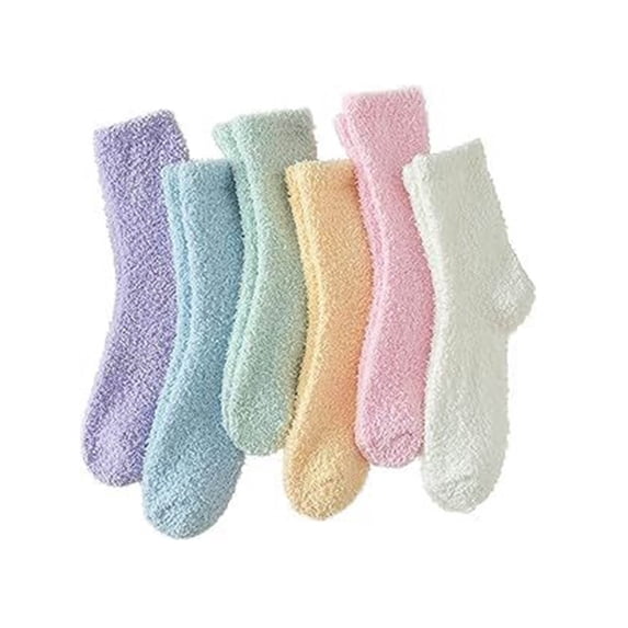 6 Pairs Womens Fuzzy Socks Cozy Fluffy Winter Warm Slipper Socks Microfiber Soft Home Sleeping Socks don't Shed Lint