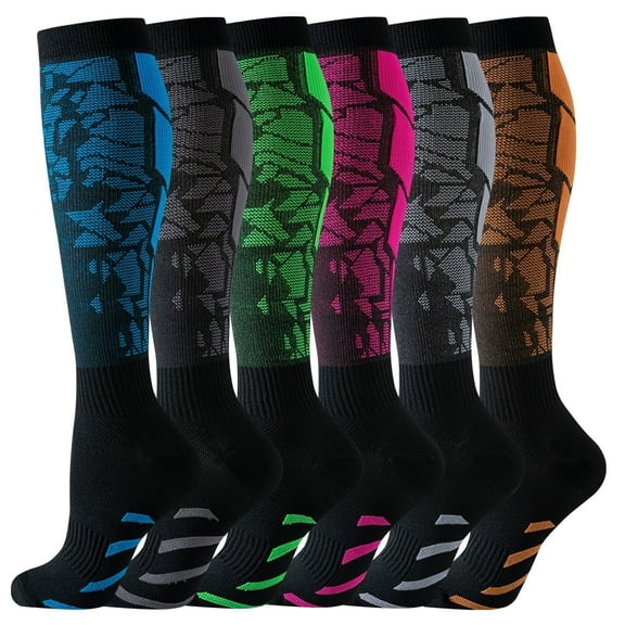 6 Pairs Womens Knee High Socks, Best Support for Nurses, Running, Athletic,Flight Travel, S/M