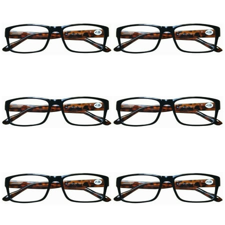 6 Pairs Womens Mens Unisex Rectangular Blue Light Blocking Reading Glasses Spring Hinge Readers +2.25