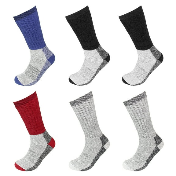6 Pairs Wool Socks Excellent for Cold Weather Temp 5-25° Assorted Colors