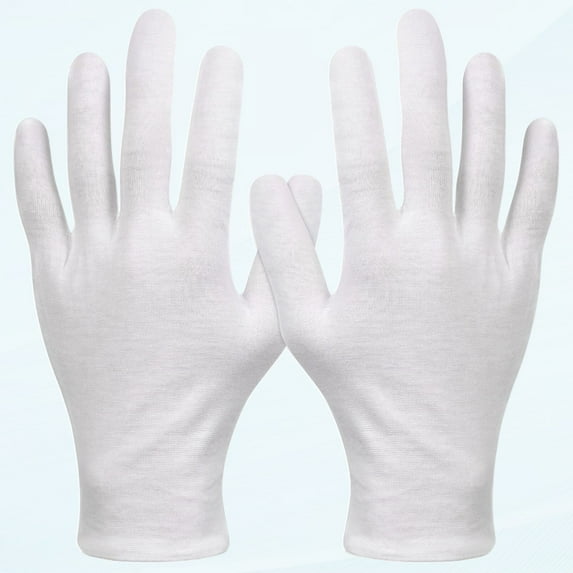 6 Pairs XL White Cotton Gloves for Eczema Hand Spa Inspection Dry Moisture Cosmetics and Jewelry