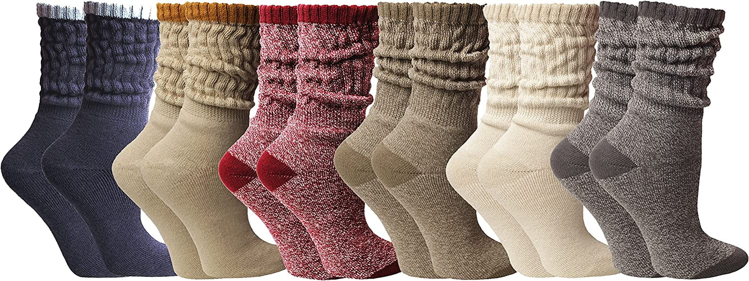 Yacht & Smith 6 Pairs Women's Scrunched Slouch Socks, Cotton Boot Socks Bulk Pack