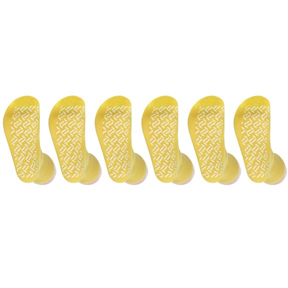6 Pairs Yellow Non Skid Hospital, Yoga, Pilates, Gripper Slipper Socks Men's or Women Mid Calf Size XXL