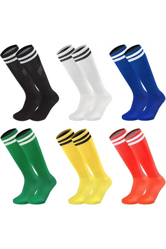 6 Pairs Youth Striped Athletic Calf Tube Socks Breathable Athletic Socks for Running Hiking Basketball