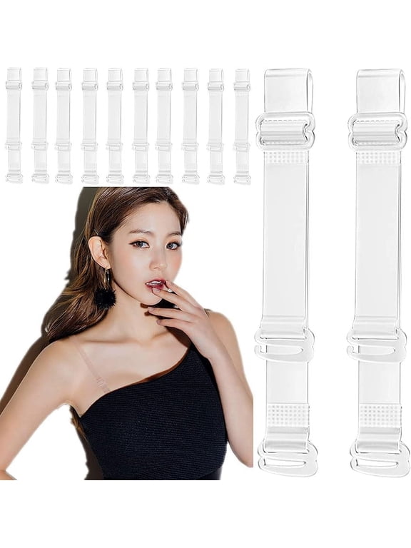 6 Pairs clear straps, Bra Straps, Adjustable Women Transparent Removable Invisible Replacement Bra Shoulder Straps 15mm