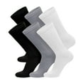 thumbnail image 1 of 6 Pairs of Big and Tall Diabetic Cotton Neuropathy Crew Socks (Black/White/Gray, Sock Size 13-16), 1 of 5