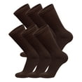 thumbnail image 1 of 6 Pairs of Big and Tall Diabetic Cotton Neuropathy Crew Socks (Brown, Sock Size 13-16), 1 of 6