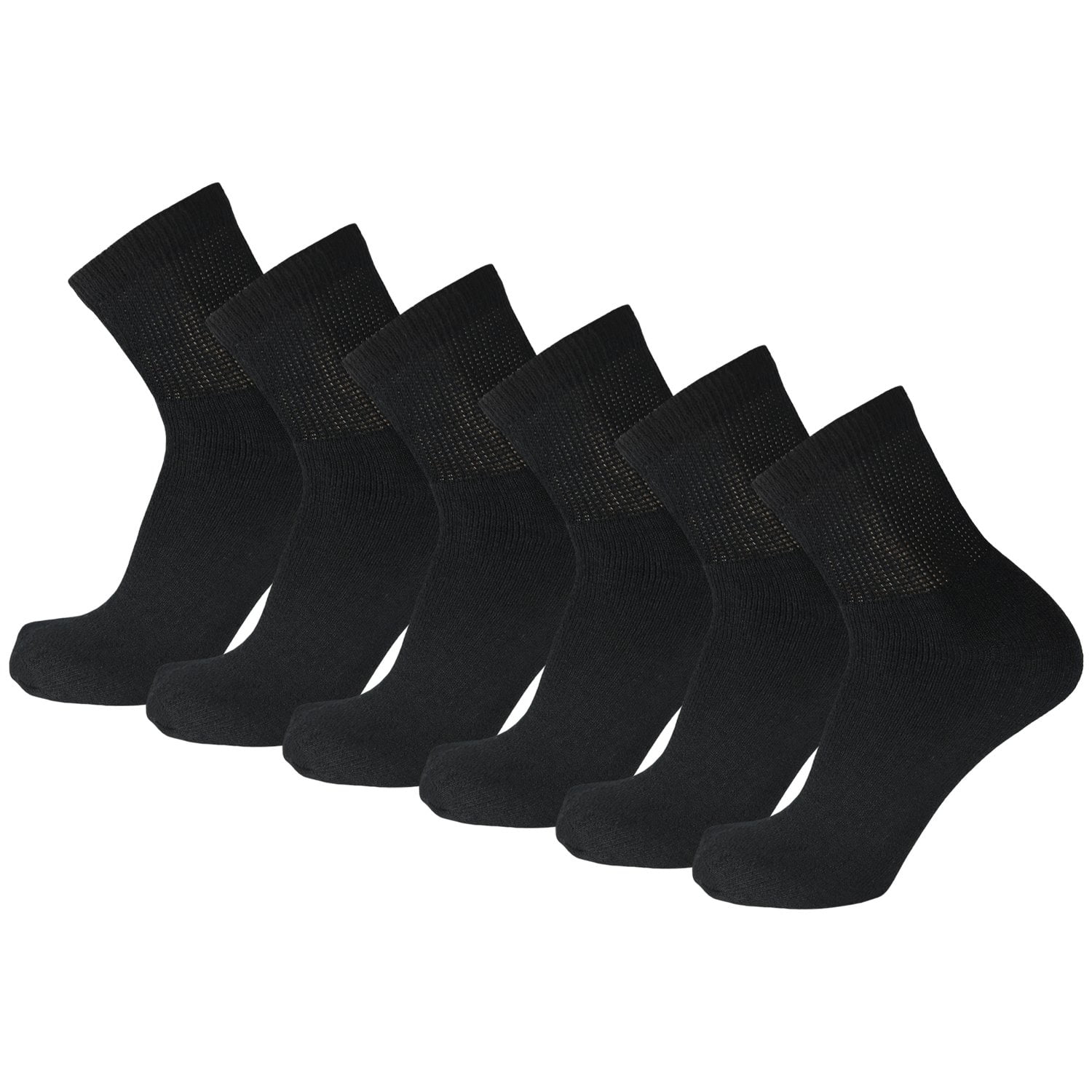 6 Pairs of Big and Tall Diabetic Neuropathy Ankle Socks, King Size Mens Athletic Quarter Socks (Black, 13-16)