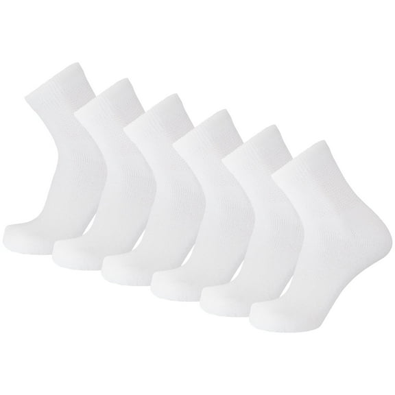 6 Pairs of Big and Tall Diabetic Neuropathy Ankle Socks, King Size Mens Athletic Quarter Socks (White, 13-16)