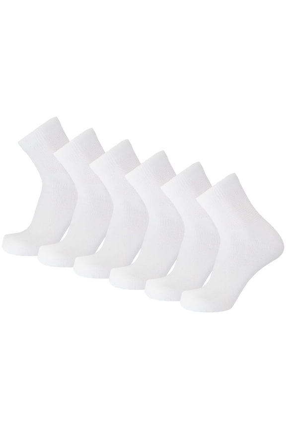 6 Pairs of Big and Tall Diabetic Neuropathy Ankle Socks, King Size Mens Athletic Quarter Socks (White, 13-16)