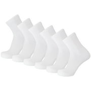 6 Pairs of Diabetic Cotton Ankle Socks with Non Binding Top (White, Sock Size 10-13)