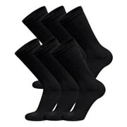 BROOKLYN SOCKS 6 Pairs of Diabetic Cotton Neuropathy Crew Socks (Black, Sock Size 10-13, Fits US Men's Shoe Size 10-11.5)