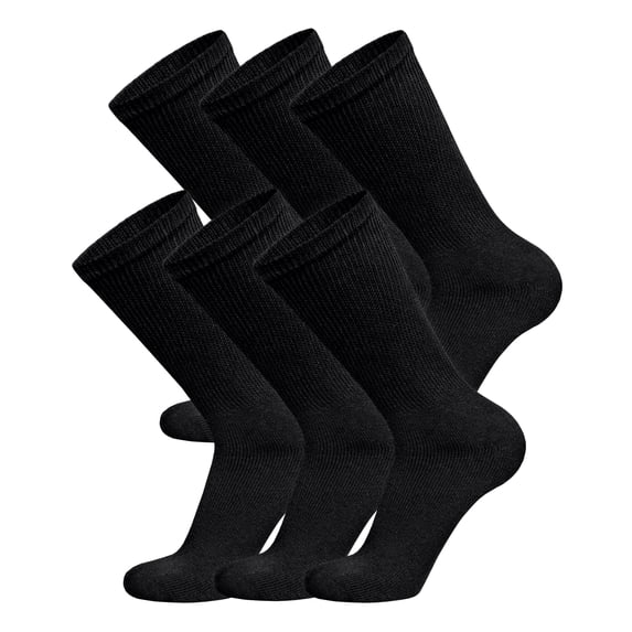 6 Pairs of Diabetic Cotton Neuropathy Crew Socks (Black, Sock Size 10-13, Fits US Men's Shoe Size 10-11.5)