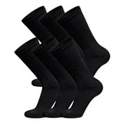 6 Pairs of Diabetic Cotton Neuropathy Crew Socks (Black, Sock Size 10-13, Fits US Men's Shoe Size 9-10.5)