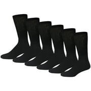 6 Pairs of Diabetic Cotton Neuropathy Crew Socks (Black, Sock Size 13-16, Fits US Men's Shoe Size 11-13.5)
