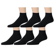 6 Pairs of Mens Sports Ankle Socks, Wholesale Bulk Pack Athletic Sock, by excell Black, 10-13