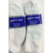 CRESWELL SOCK MILLS 6 Pairs of Mens White Diabetic Ankle Socks 10-13 Size MADE IN USA