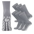 thumbnail image 1 of 6 Pairs of Non-Skid Diabetic Cotton Crew Socks with Non Binding Top (Gray, Sock Size 10-13, Fits US Men's Shoe Size 9-10.5), 1 of 7