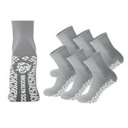 6 Pairs of Non-Skid Diabetic Cotton Quarter Socks with Non Binding Top (Gray, Sock Size 10-13)