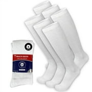 6 Pairs of Over The Calf Diabetic Knee High Cotton Socks (White - 6 Pairs, Fit Men's Shoe Size 10-12)