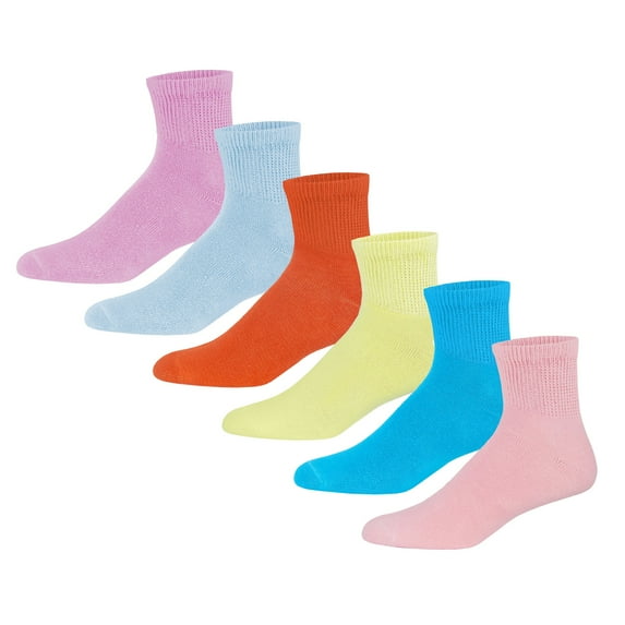 6 Pairs of Premium Women’s Colorful Soft Breathable Cotton Ankle Socks, Non-Binding & Comfort Diabetic Socks (Fits Shoe Size 6-10)