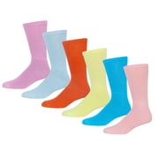 6 Pairs of Premium Women’s Colorful Soft Breathable Cotton Crew Socks, Non-Binding & Comfort Diabetic Socks (Fits Shoe Size 6-11)
