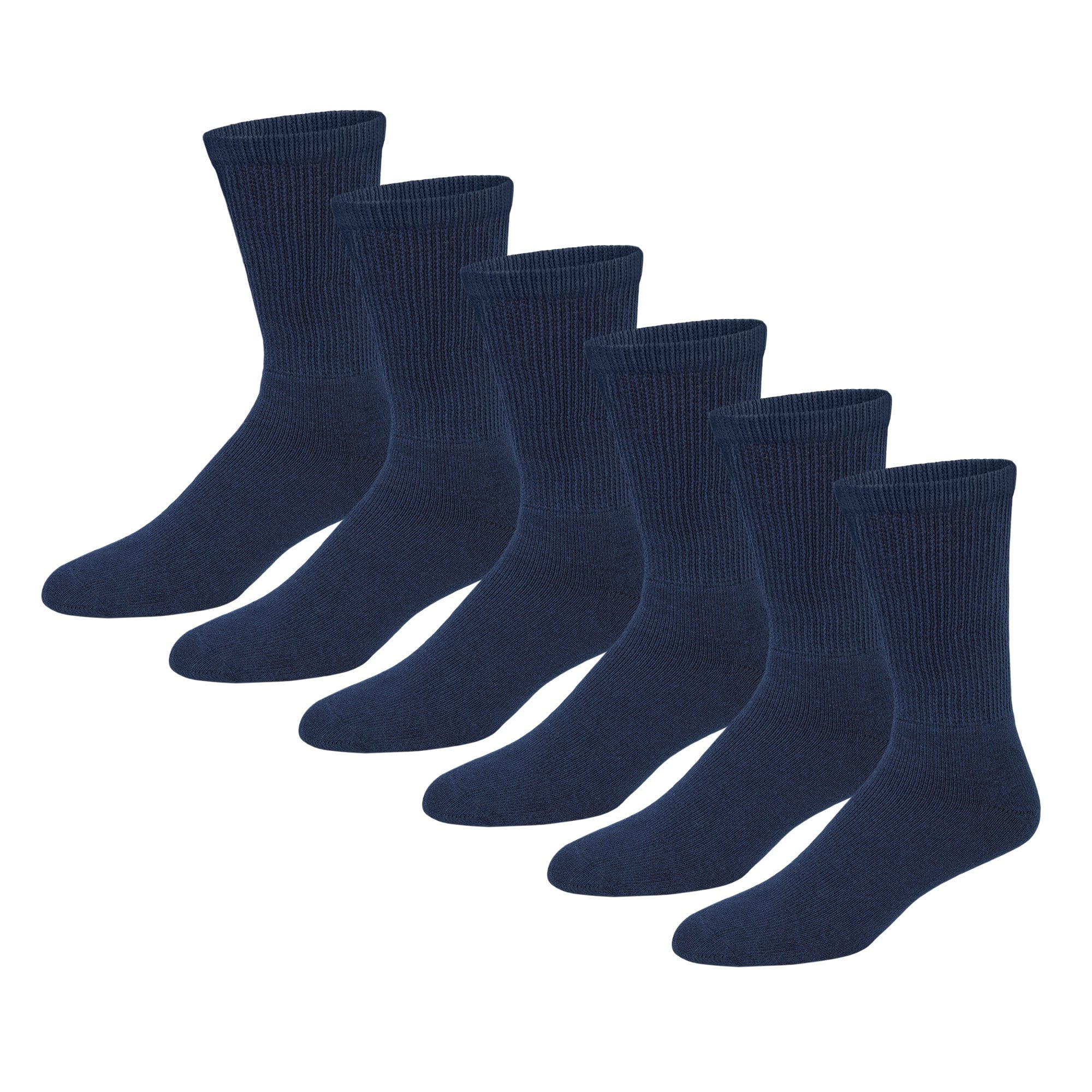 6 Pairs of Premium Women’s Navy Soft Breathable Cotton Crew Socks, Non ...