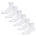 thumbnail image 1 of 6 Pairs of Premium Women’s White Soft Breathable Cotton Ankle Socks, Non-Binding & Comfort Diabetic Socks (Fits Shoe Size 6-10), 1 of 4